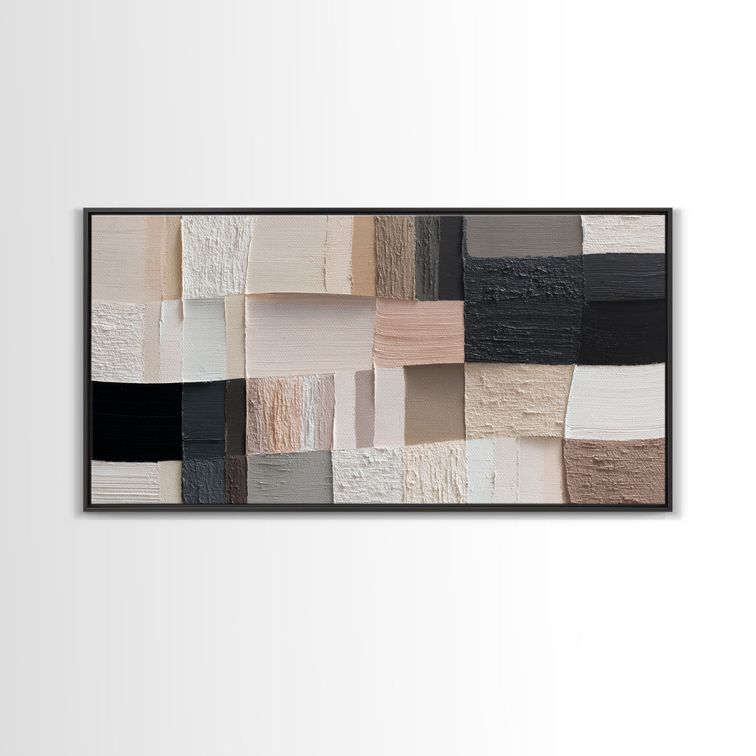 Monochrome Stone Texture Abstraction Canvas Print, Living Room Art, Art Print, Living Room Decor, Abstract Art, Living, LIR-2x1-17