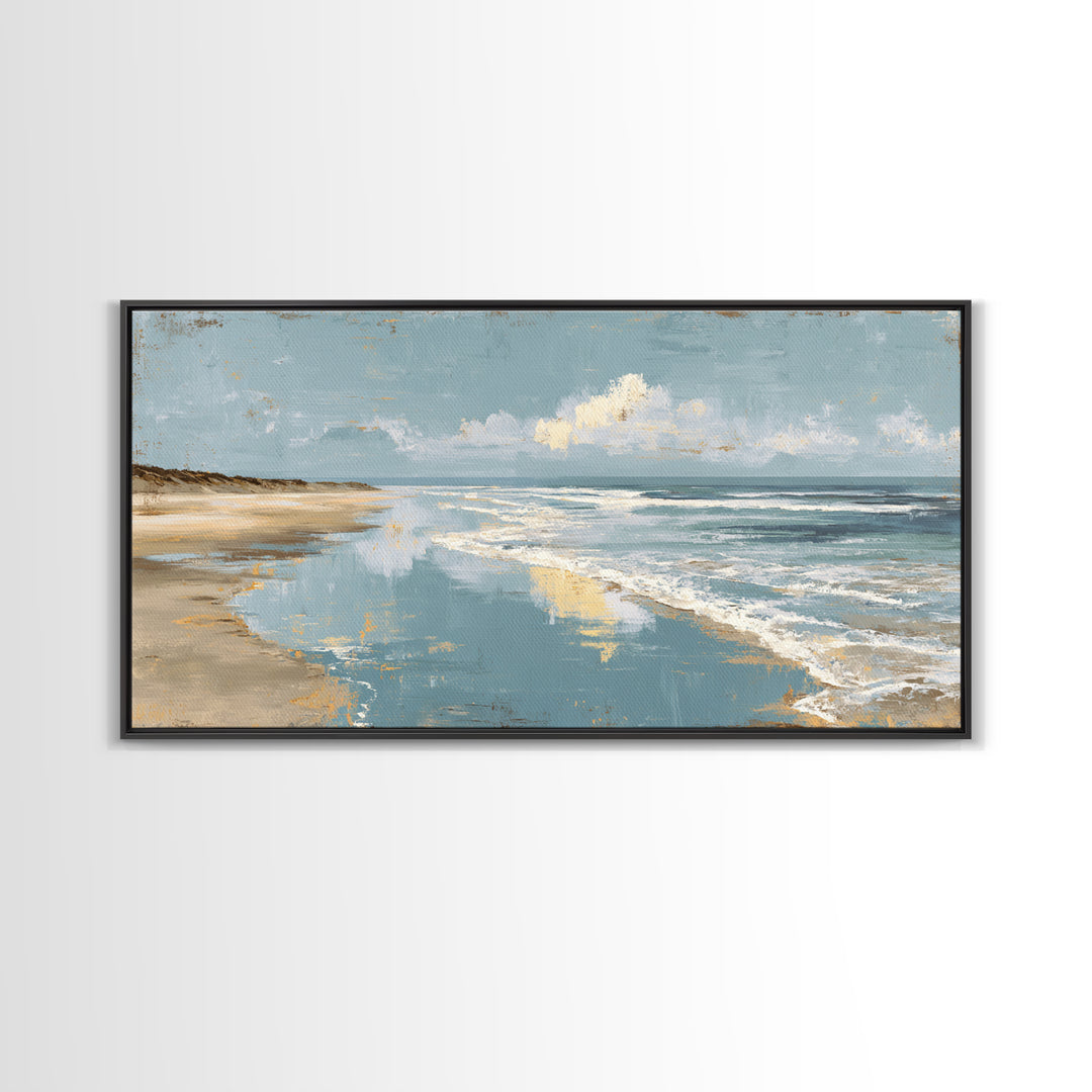 Moody Seascape for Dramatic Focal Point Canvas Print, Living Room Art, Living Room Decor, Abstract Art, Living, LIR-2x1-2