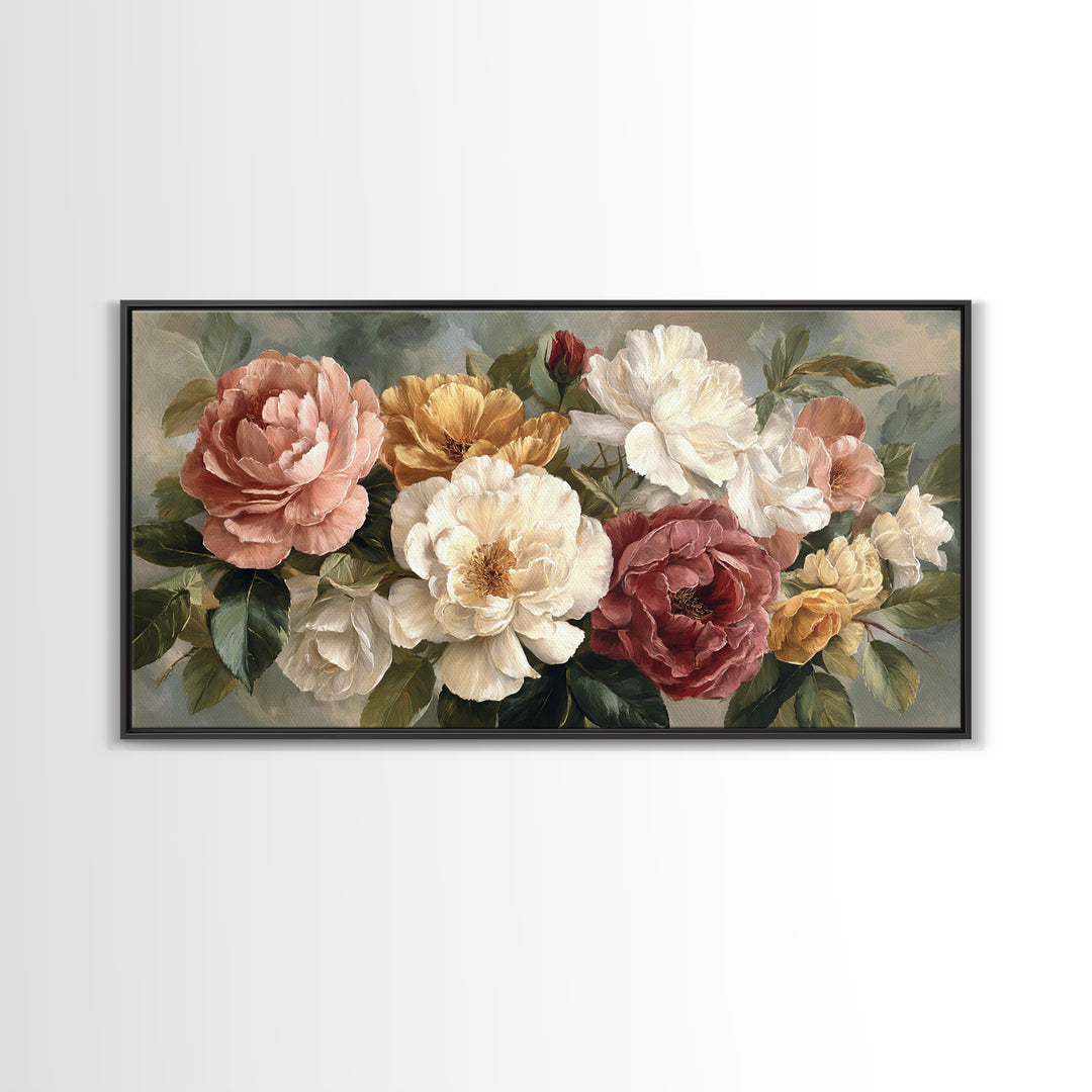 Botanical Vase Painting Canvas Print, Living Room Art, Textured Painting, Living Room Decor, Fine Art, Living, LIR-2x1-22