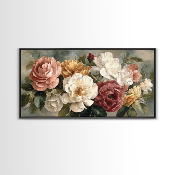 Botanical Vase Painting Canvas Print, Living Room Art, Textured Painting, Living Room Decor, Fine Art, Living, LIR-2x1-22