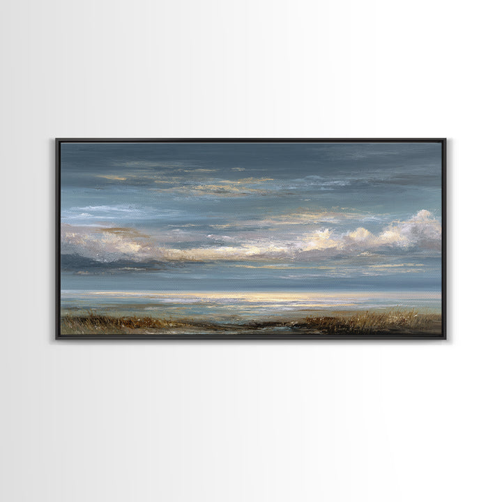 Large Cloudscape with Gentle Movement Canvas Print, Living Room Art, Home, Living Room Decor, Oil Painting, Living, LIR-2x1-39