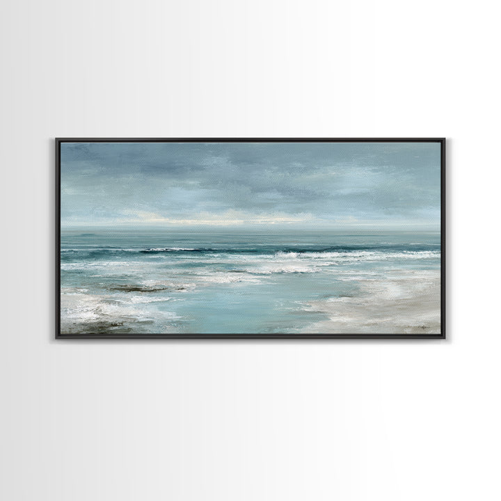Moody Seascape for Dramatic Focal Point Framed Canvas Print, Living Room Art, Wall Decor, Living Room Decor, Fine Art, Living, LIR-2x1-50