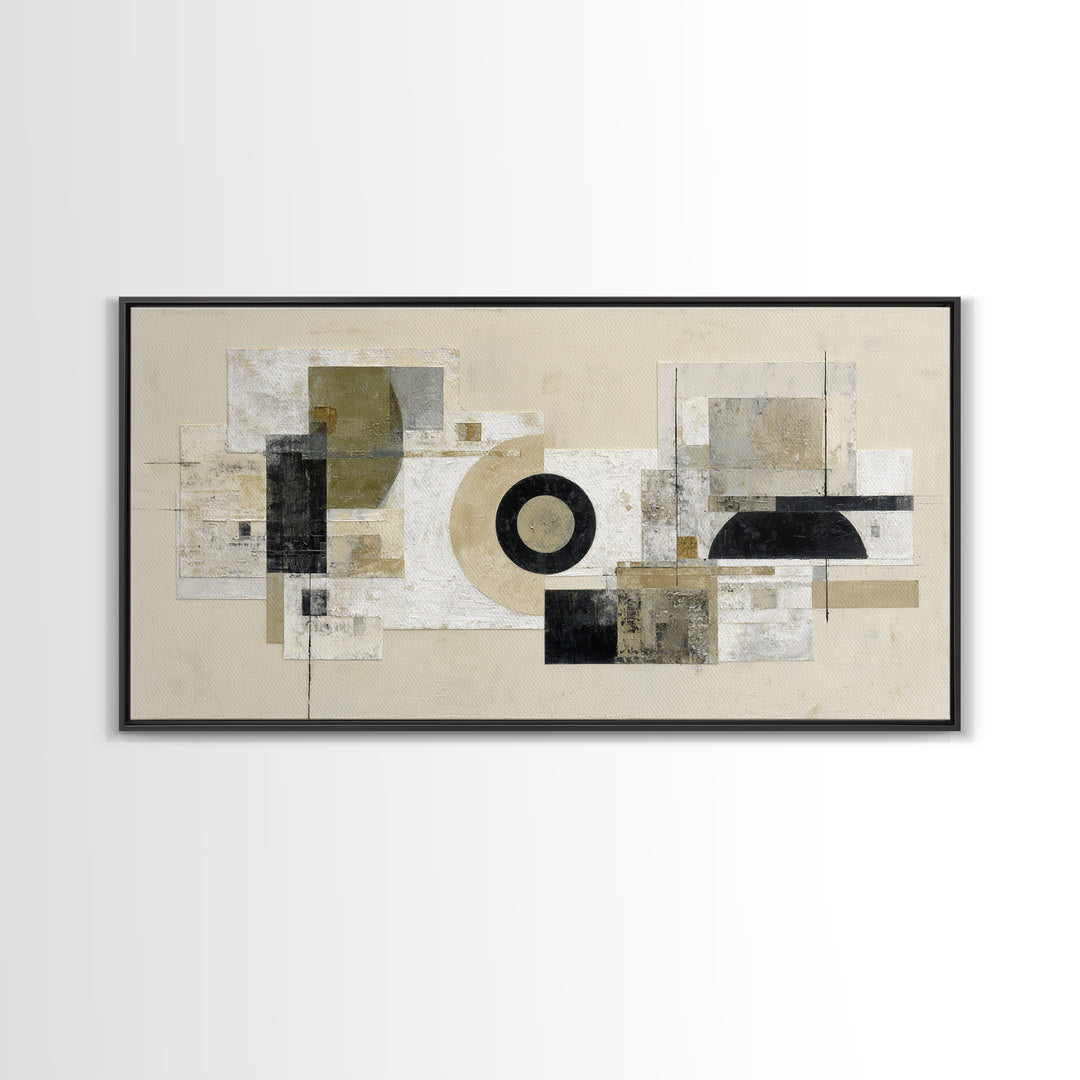 Black and White Architectural Arch Composition Canvas Print, Living Room Art, Abstract Art, Living Room Decor, Living, LIR-2x1-51