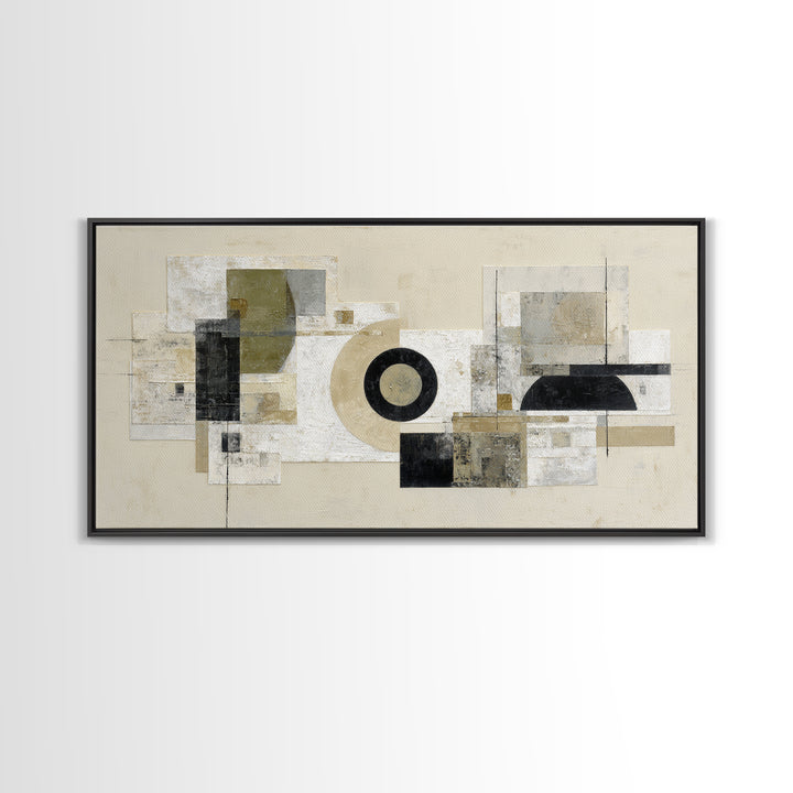 Black and White Architectural Arch Composition Canvas Print, Living Room Art, Abstract Art, Living Room Decor, Living, LIR-2x1-51