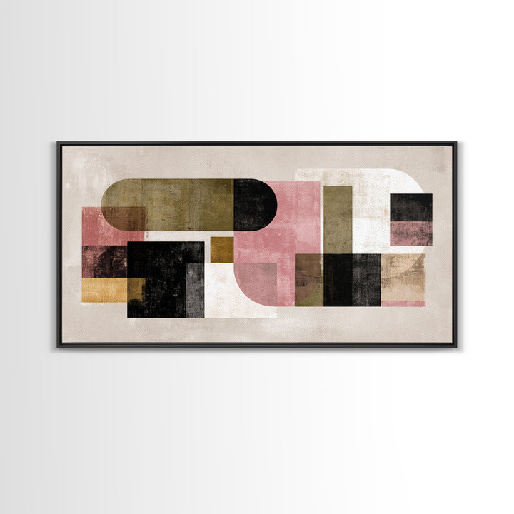 Mid Century Geometric Artwork Canvas Print, Living Room Art, Digital Prints, Living Room Decor, Abstract Art, Living, LIR-2x1-52