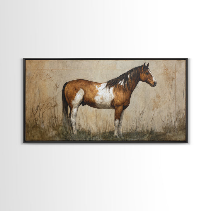 Contemporary Horse Portrait Canvas Print, Living Room Art, Painting, Living Room Decor, Fine Art, Living, Bedroom Decor, LIR-2x1-54