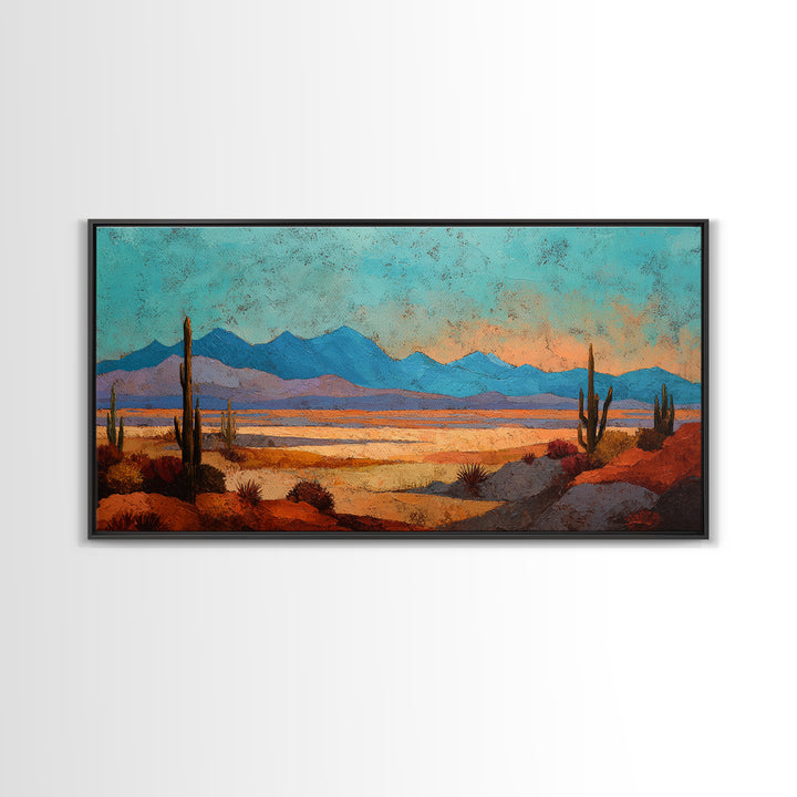 Earthy Desert Landscape Framed Canvas Print, Living Room Art, Living Room Decor, Watercolor Art, Living, New Home Gift, LIR-2x1-56