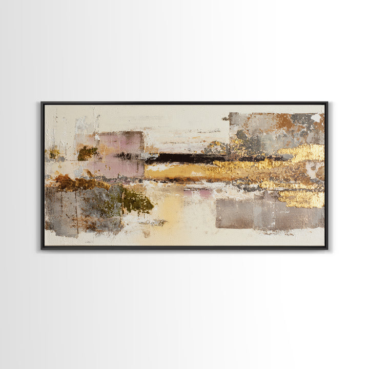 Gold Accented Abstract Brushwork Canvas Print, Living Room Art, Digital Prints, Living Room Decor, Abstract Art, Living, LIR-2x1-58