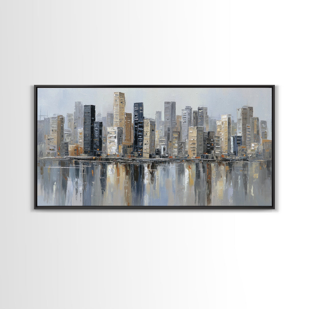Modern City Skyline Canvas Print, Living Room Art, Home Decor, Living Room Decor, Abstract Art, Living, Large Wall Art, LIR-2x1-66