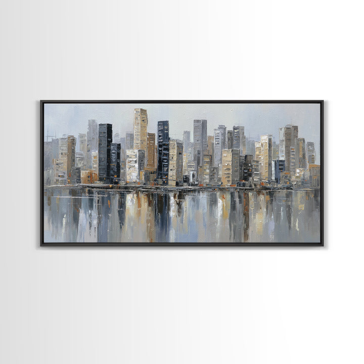 Modern City Skyline Canvas Print, Living Room Art, Home Decor, Living Room Decor, Abstract Art, Living, Large Wall Art, LIR-2x1-66