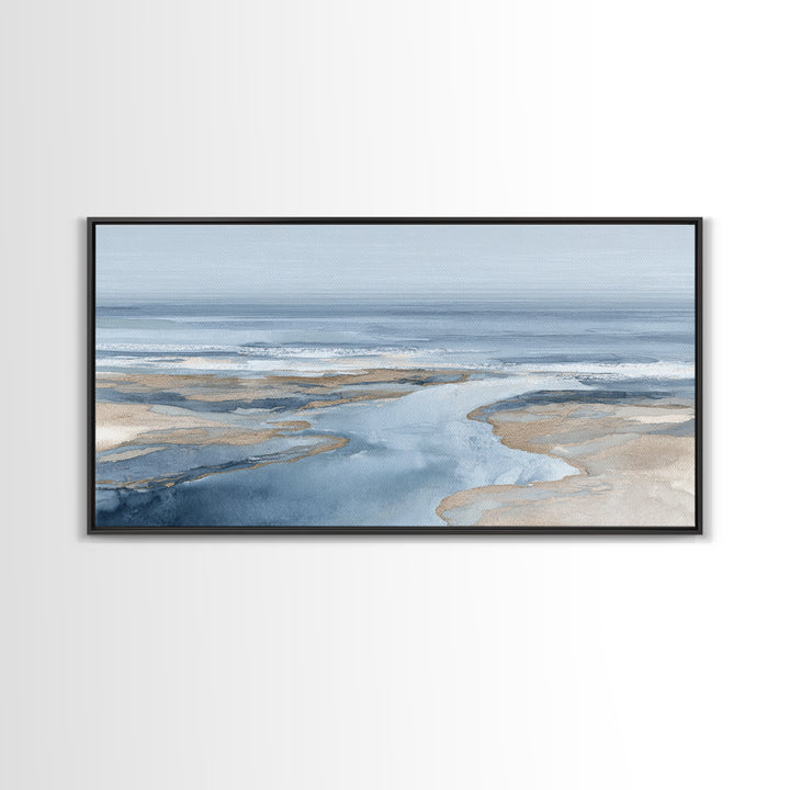Coastal Aerial Shoreline Framed Canvas Print, Living Room Art, Digital Prints, Living Room Decor, Living, Apartment Decor, LIR-2x1-7