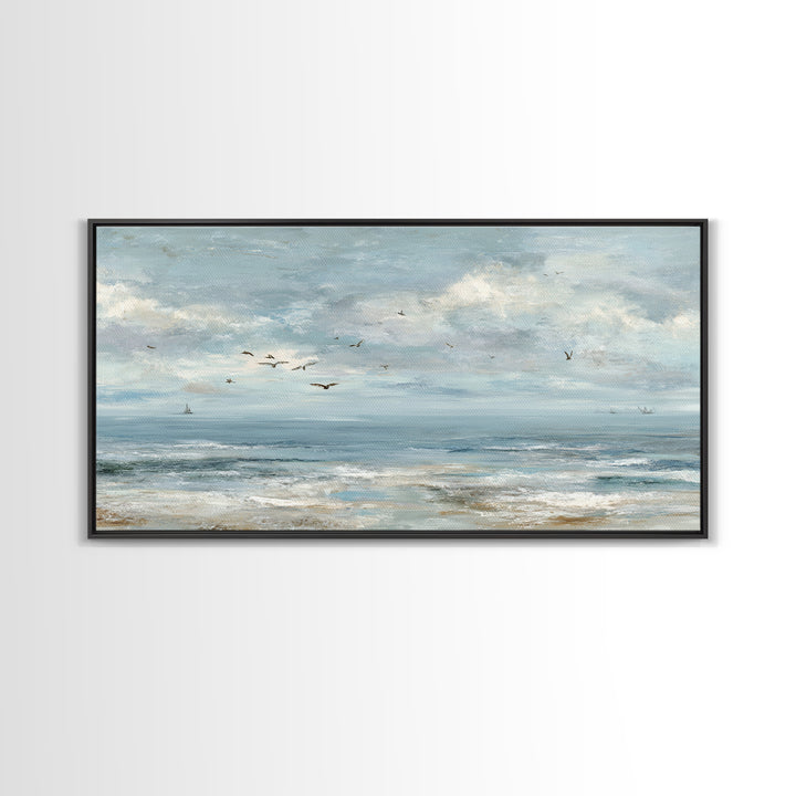 Coastal Aerial Shoreline Framed Canvas Print, Living Room Art, Living Room Wall Art, Living Room Decor, Fine Art, Living, LIR-2x1-79