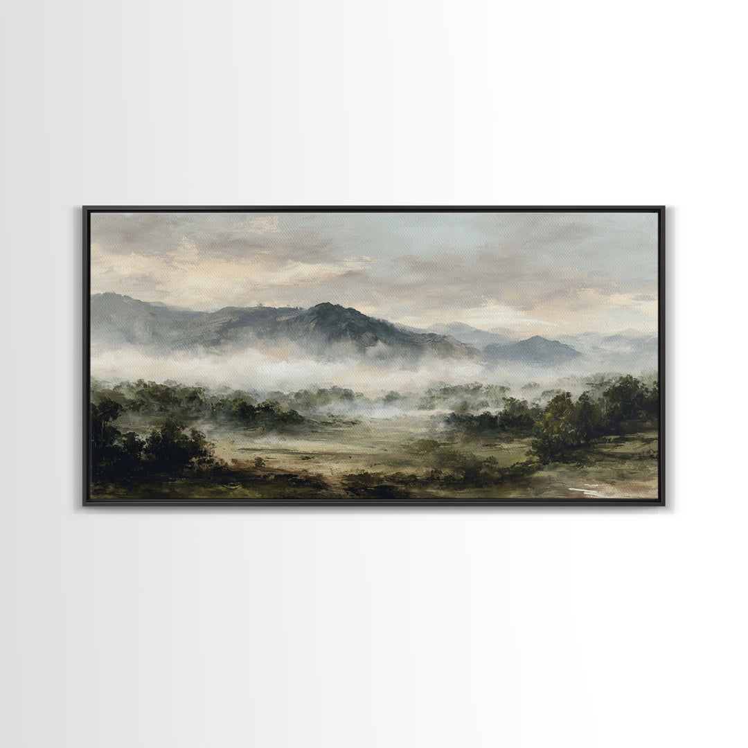 Classic Mountain Panorama for Cozy Interiors Framed Canvas Print, Living Room Art, New Home Gift, Living Room Decor, Living, LIR-2x1-84