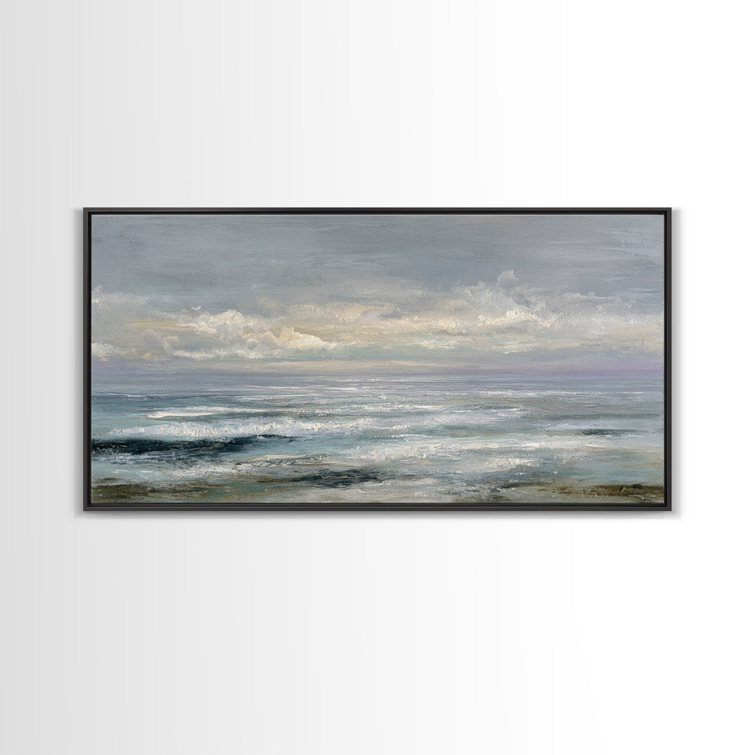 Large Cloudscape with Gentle Movement Framed Canvas Print, Living Room Art, Boho Wall Art, Living Room Decor, Fine Art, Living, LIR-2x1-87