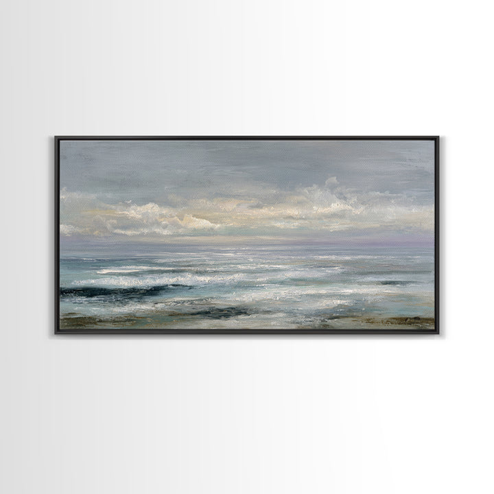 Large Cloudscape with Gentle Movement Framed Canvas Print, Living Room Art, Boho Wall Art, Living Room Decor, Fine Art, Living, LIR-2x1-87