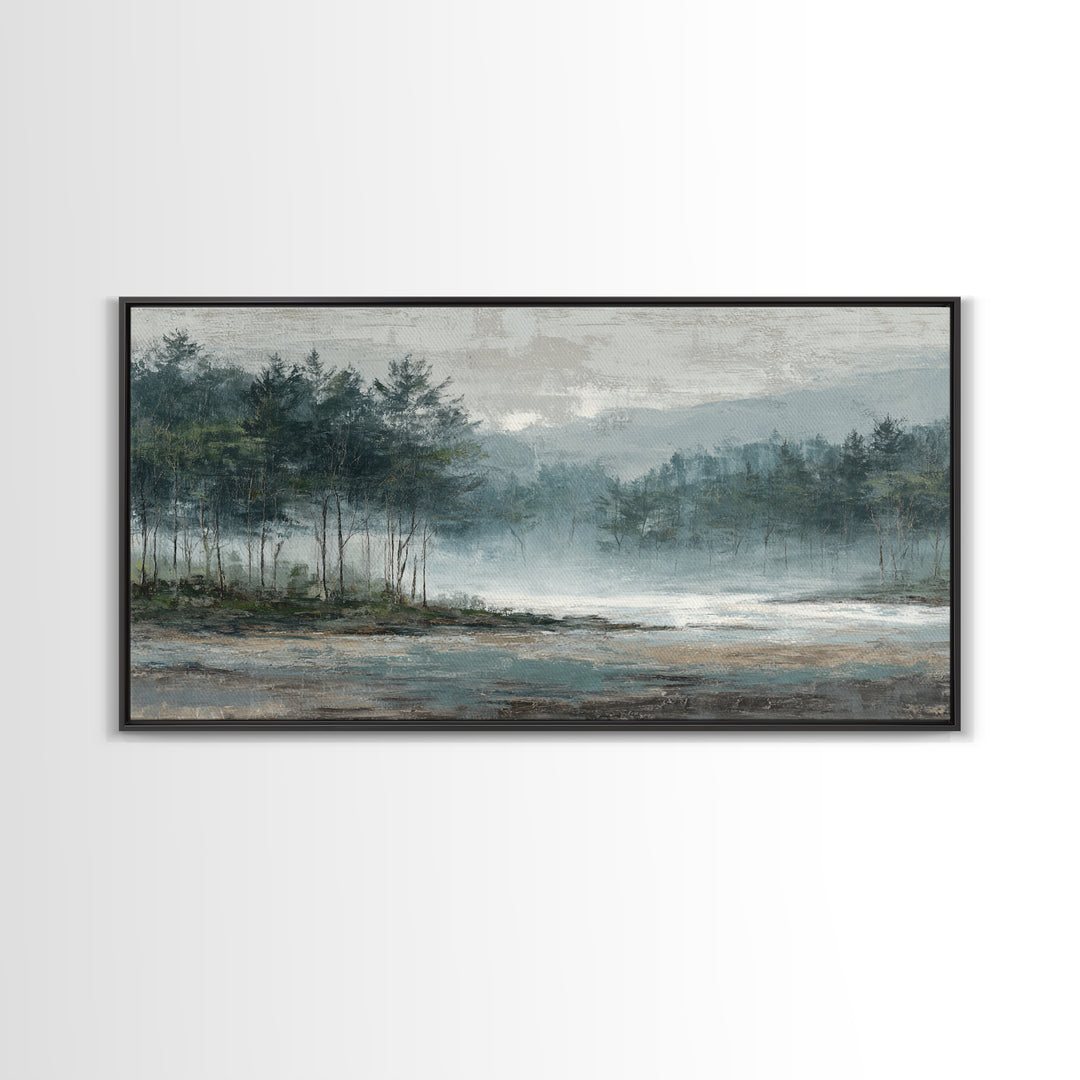 Minimal Scandinavian Forest Framed Canvas Print, Living Room Art, Painting, Living Room Decor, Fine Art, Living, Bedroom Decor, LIR-2x1-9