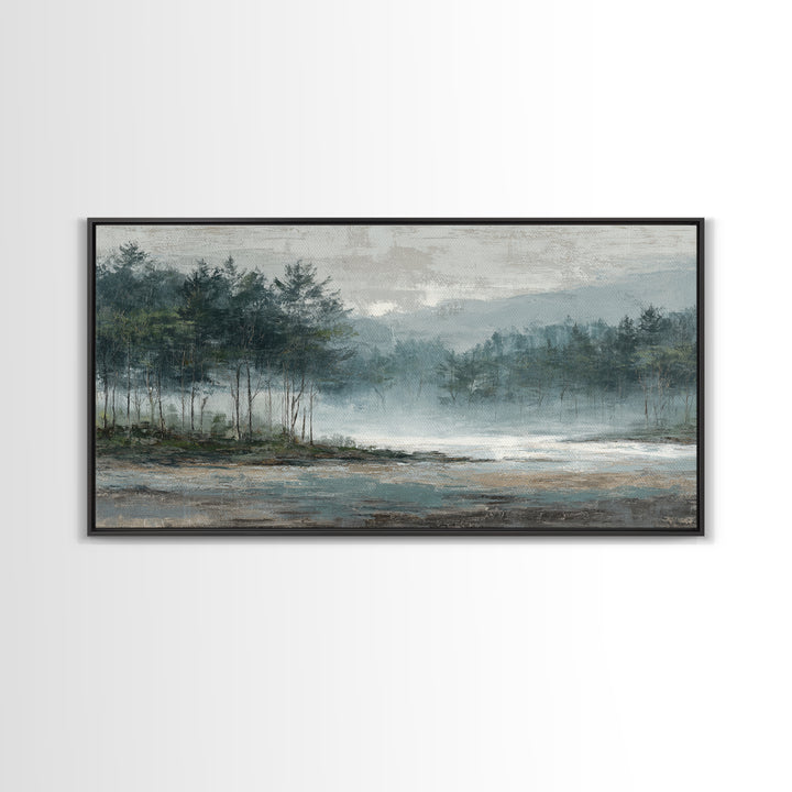 Minimal Scandinavian Forest Framed Canvas Print, Living Room Art, Painting, Living Room Decor, Fine Art, Living, Bedroom Decor, LIR-2x1-9