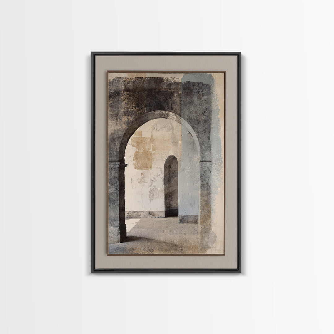 Black and White Architectural Arch Composition Canvas Print, Living Room Art, Minimalist Decor, Living Room Decor, Living, LIR-2x3-15