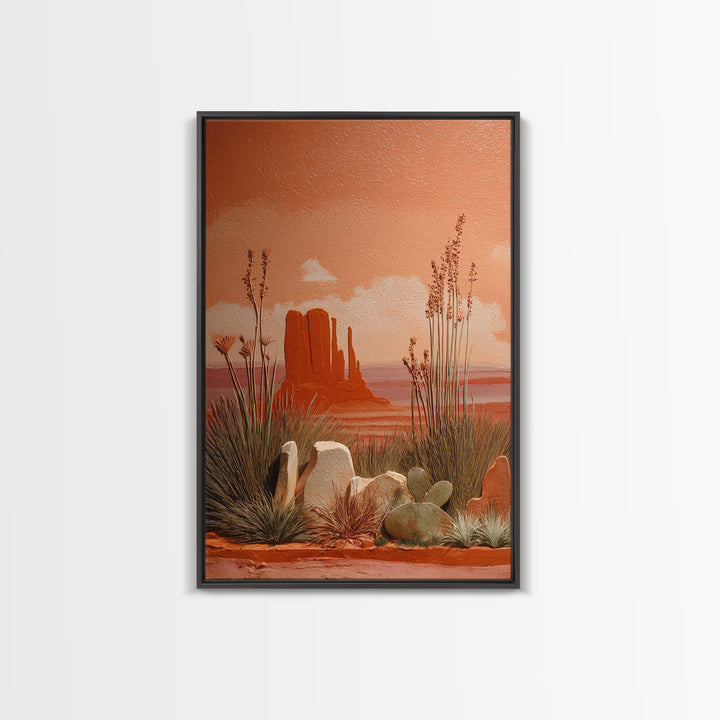 Earthy Desert Landscape Framed Canvas Print, Living Room Art, Art Nouveau, Living Room Decor, Fine Art, Living, Modern Wall Art, LIR-2x3-20