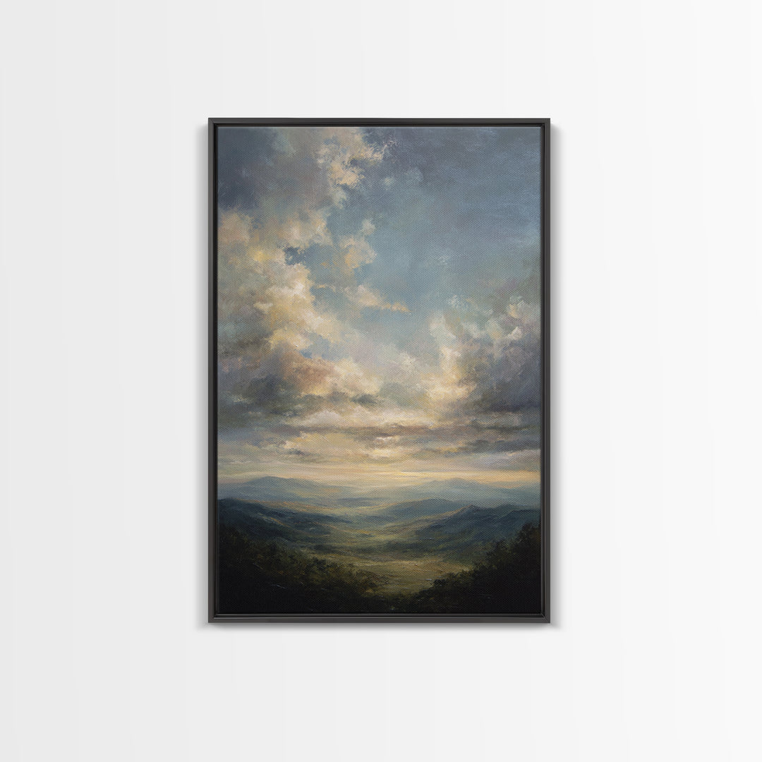 Large Cloudscape with Gentle Movement Framed Canvas Print, Living Room Art, Room Decor, Living Room Decor, Fine Art, Living, LIR-2x3-3