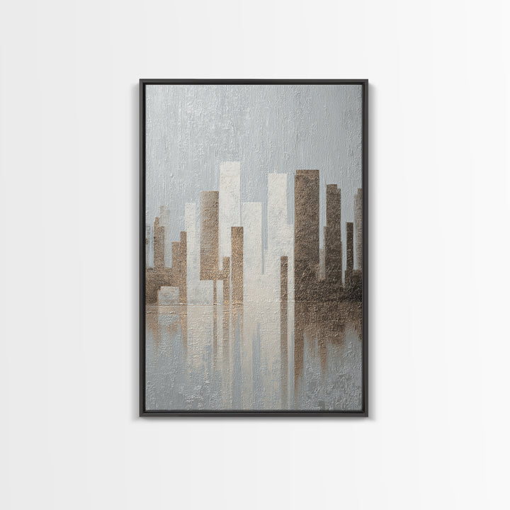 Modern City Skyline Framed Canvas Print, Living Room Art, Minimalist Decor, Living Room Decor, Fine Art, Living, LIR-2x3-30