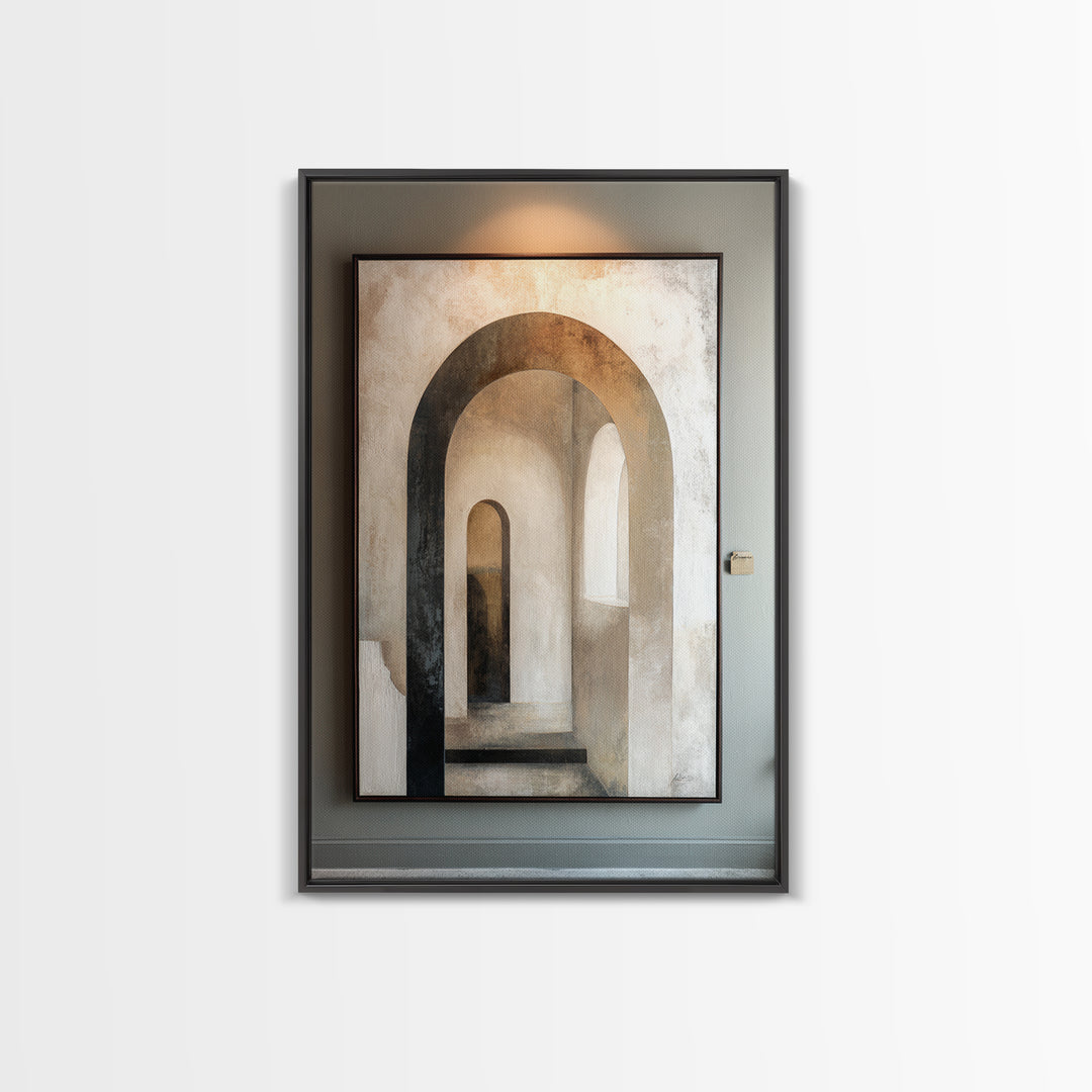 Black and White Architectural Arch Composition Canvas Print, Living Room Art, Mid Century Modern, Living Room Decor, Living, LIR-2x3-39