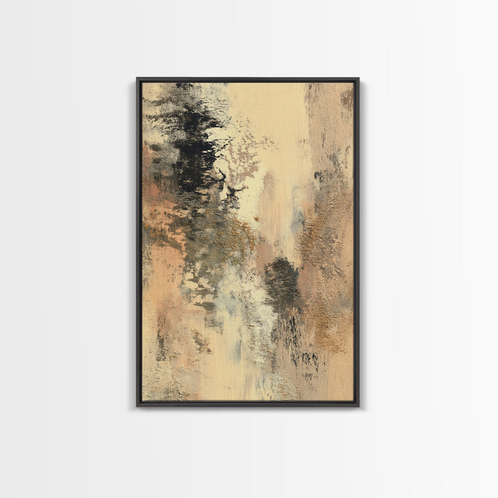 Gold Accented Abstract Brushwork Framed Canvas Print, Living Room Art, Art, Living Room Decor, Fine Art, Living, Art Nouveau, LIR-2x3-46