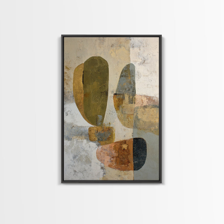 Abstract Organic Shapes Framed Canvas Print, Living Room Art, Oil Painting, Living Room Decor, Fine Art, Living, Boho Wall Art, LIR-2x3-47