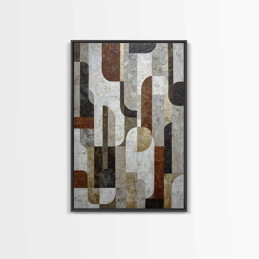 Monochrome Stone Texture Abstraction Framed Canvas Print, Living Room Art, Art Nouveau, Living Room Decor, Abstract Art, Living, LIR-2x3-53