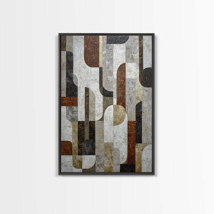 Monochrome Stone Texture Abstraction Framed Canvas Print, Living Room Art, Art Nouveau, Living Room Decor, Abstract Art, Living, LIR-2x3-53