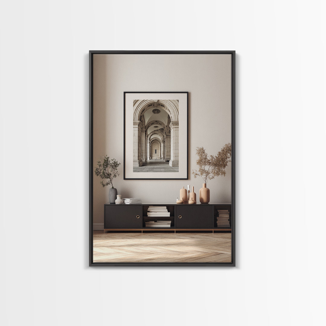Black and White Architectural Arch Composition Canvas Print, Living Room Art, Abstract Art, Living Room Decor, Living, LIR-2x3-63