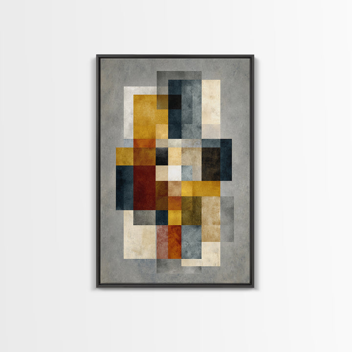 Mid Century Geometric Artwork Framed Canvas Print, Living Room Art, Digital Prints, Living Room Decor, Abstract Art, Living, LIR-2x3-64