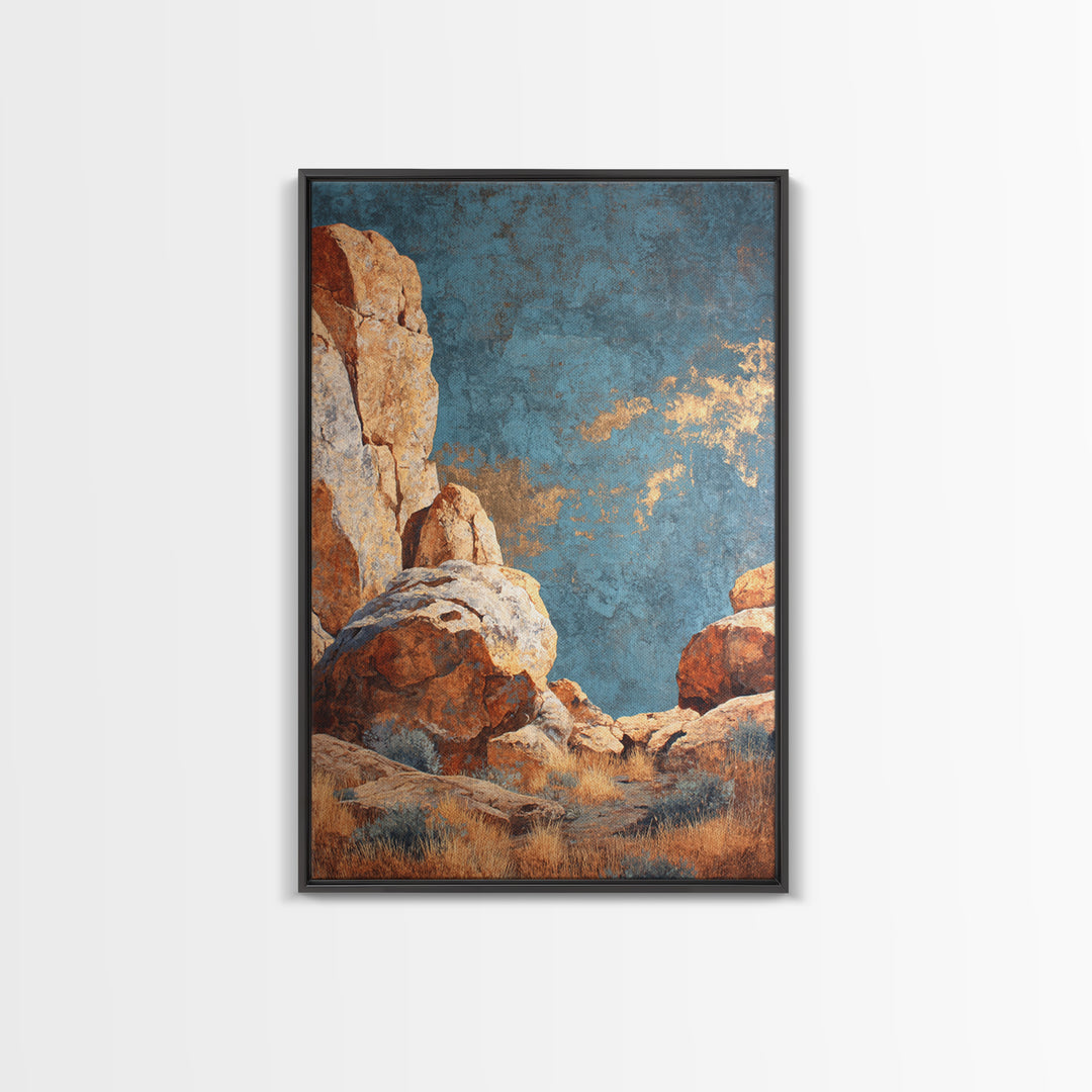 Earthy Desert Landscape Framed Canvas Print, Living Room Art, Apartment Decor, Living Room Decor, Oil Painting, Living, LIR-2x3-68