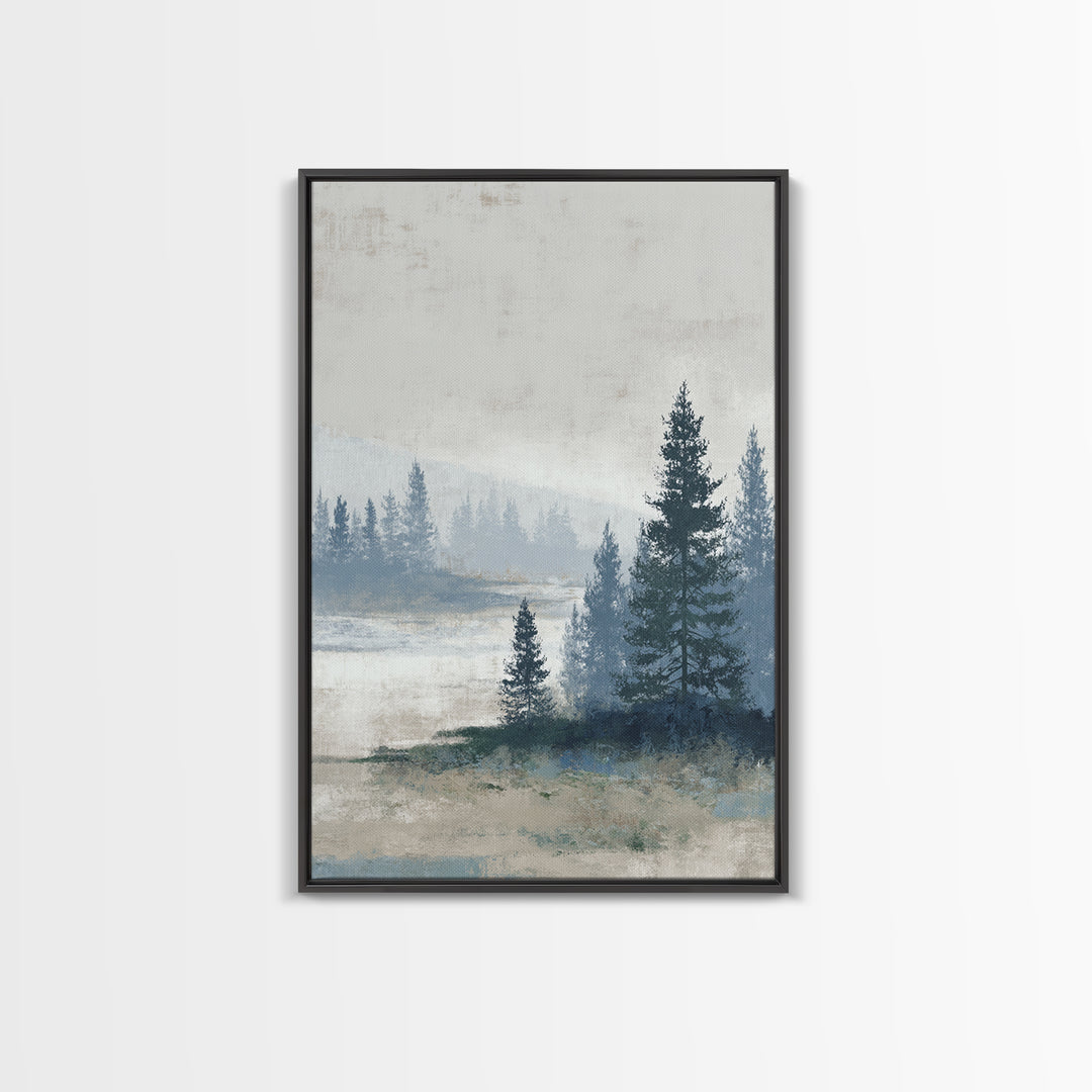 Minimal Scandinavian Forest Framed Canvas Print, Living Room Art, New Home Gift, Living Room Decor, Fine Art, Living, LIR-2x3-69