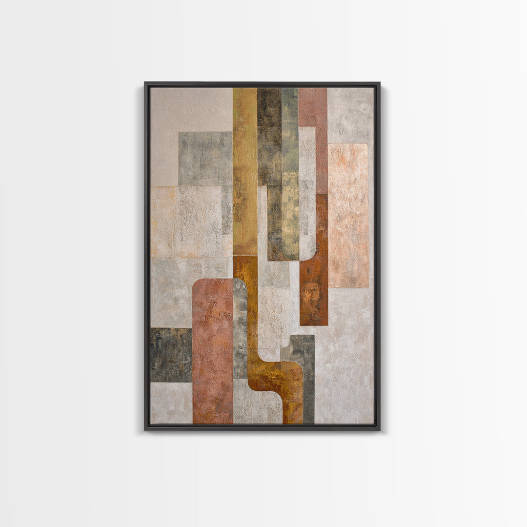 Mid Century Geometric Artwork Framed Canvas Print, Living Room Art, Bedroom Decor, Living Room Decor, Fine Art, Living, LIR-2x3-88