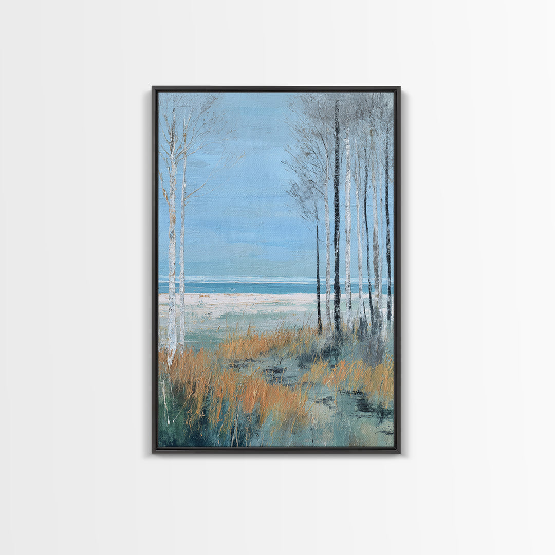 Minimal Scandinavian Forest Framed Canvas Print, Living Room Art, New Home Gift, Living Room Decor, Fine Art, Living, LIR-2x3-93