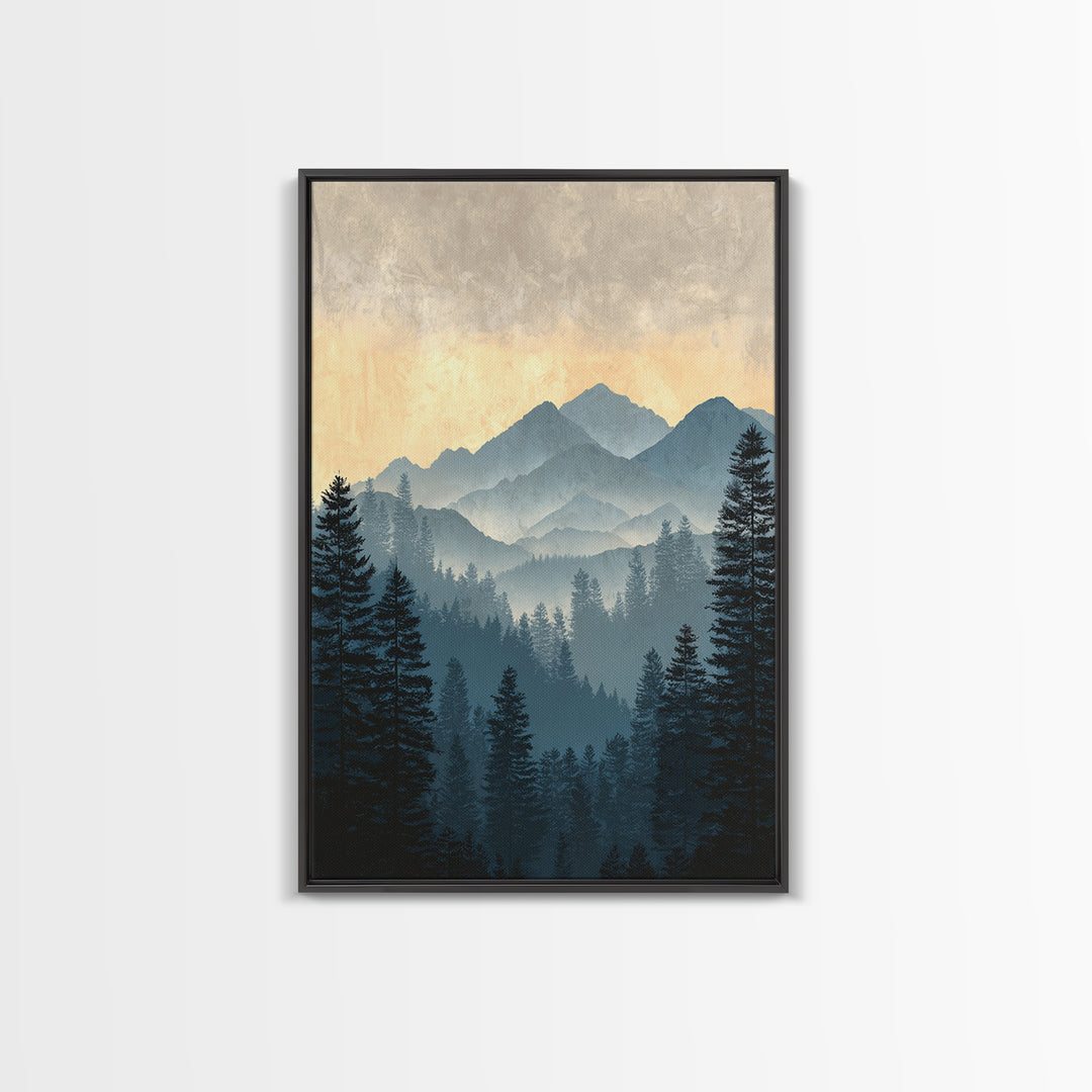 Classic Mountain Panorama for Cozy Interiors Canvas Print, Living Room Art, New Home Gift, Living Room Decor, Fine Art, Living, LIR-2x3-96