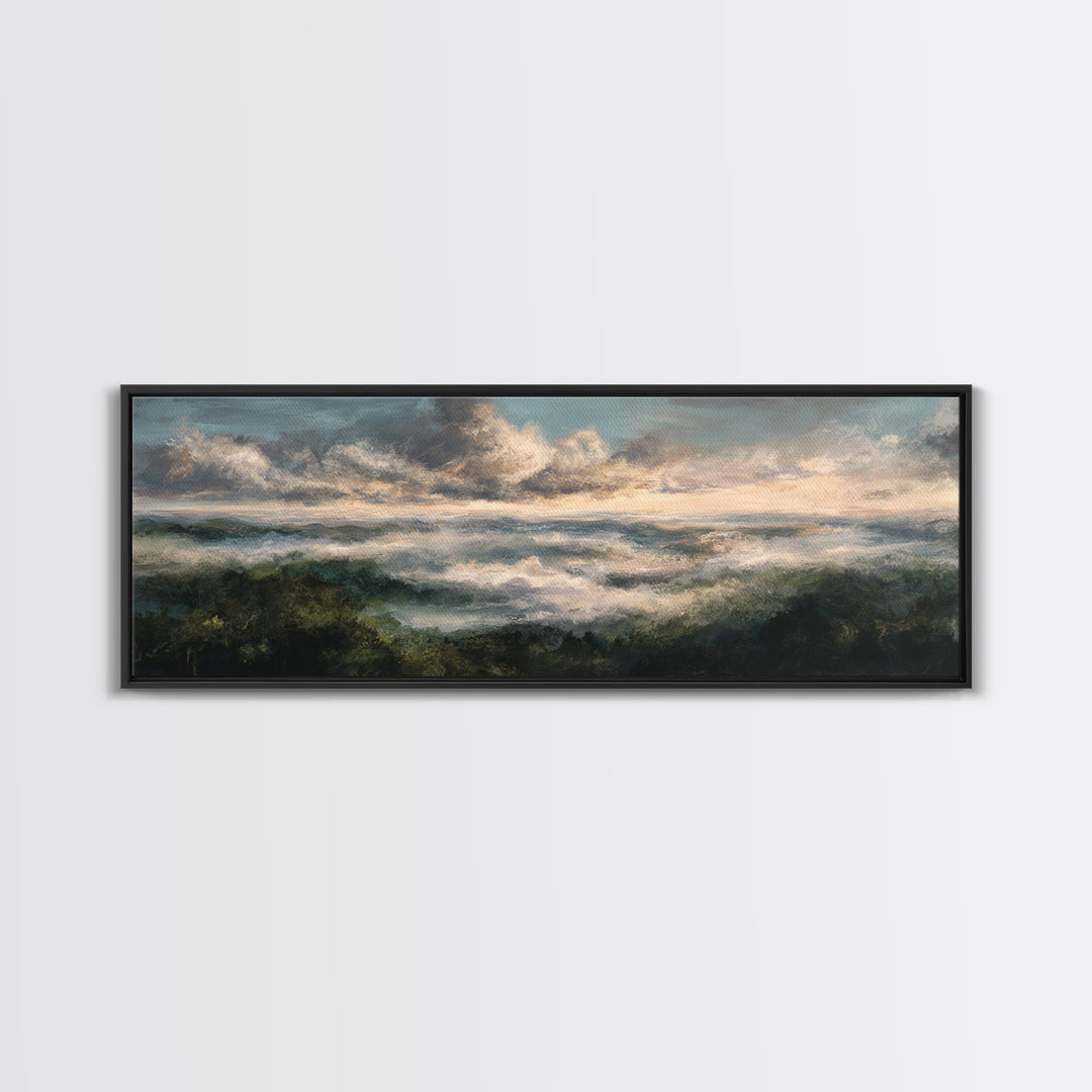 Large Cloudscape with Gentle Movement Canvas Print, Living Room Art, 3 Piece Wall Art, Living Room Decor, Watercolor Art, LIR-3x1-11