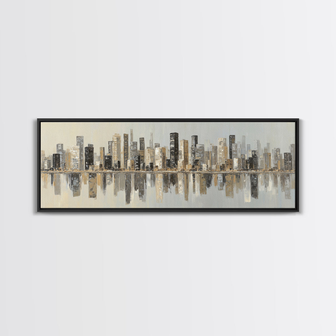 Modern City Skyline Canvas Print, Living Room Art, Modern Decor, Living Room Decor, Abstract Art, Living, Wall Decor, LIR-3x1-14