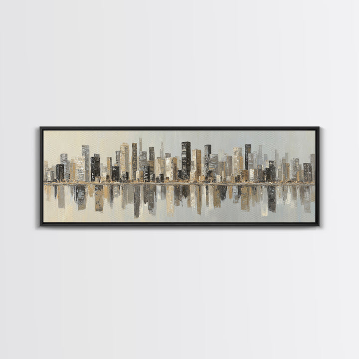 Modern City Skyline Canvas Print, Living Room Art, Modern Decor, Living Room Decor, Abstract Art, Living, Wall Decor, LIR-3x1-14