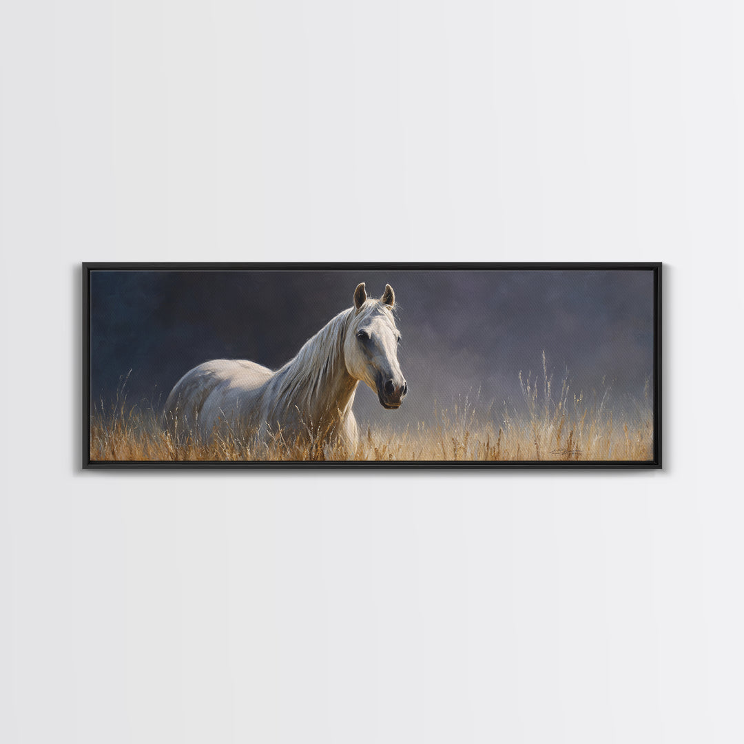 Contemporary Horse Portrait Framed Canvas Print, Living Room Art, Mid Century Modern, Living Room Decor, Oil Painting, Living, LIR-3x1-2