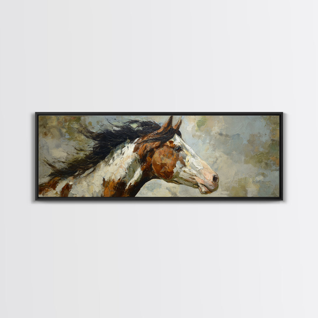 Contemporary Horse Portrait Canvas Print, Living Room Art, Abstract Art, Living Room Decor, Living, Living Room Wall Art, LIR-3x1-50