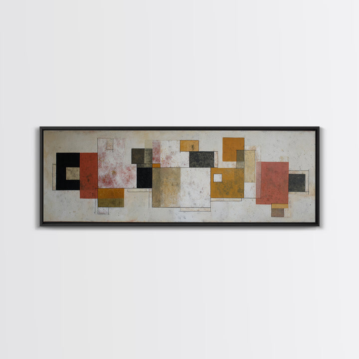 Mid Century Geometric Artwork Framed Canvas Print, Living Room Art, Art, Living Room Decor, Fine Art, Living, Art Nouveau, LIR-3x1-72