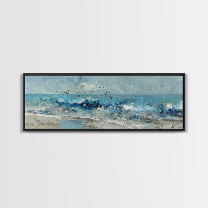 Coastal Aerial Shoreline Canvas Print, Living Room Art, Large Wall Art, Living Room Decor, Fine Art, Living, Dopamine Decor, LIR-3x1-75