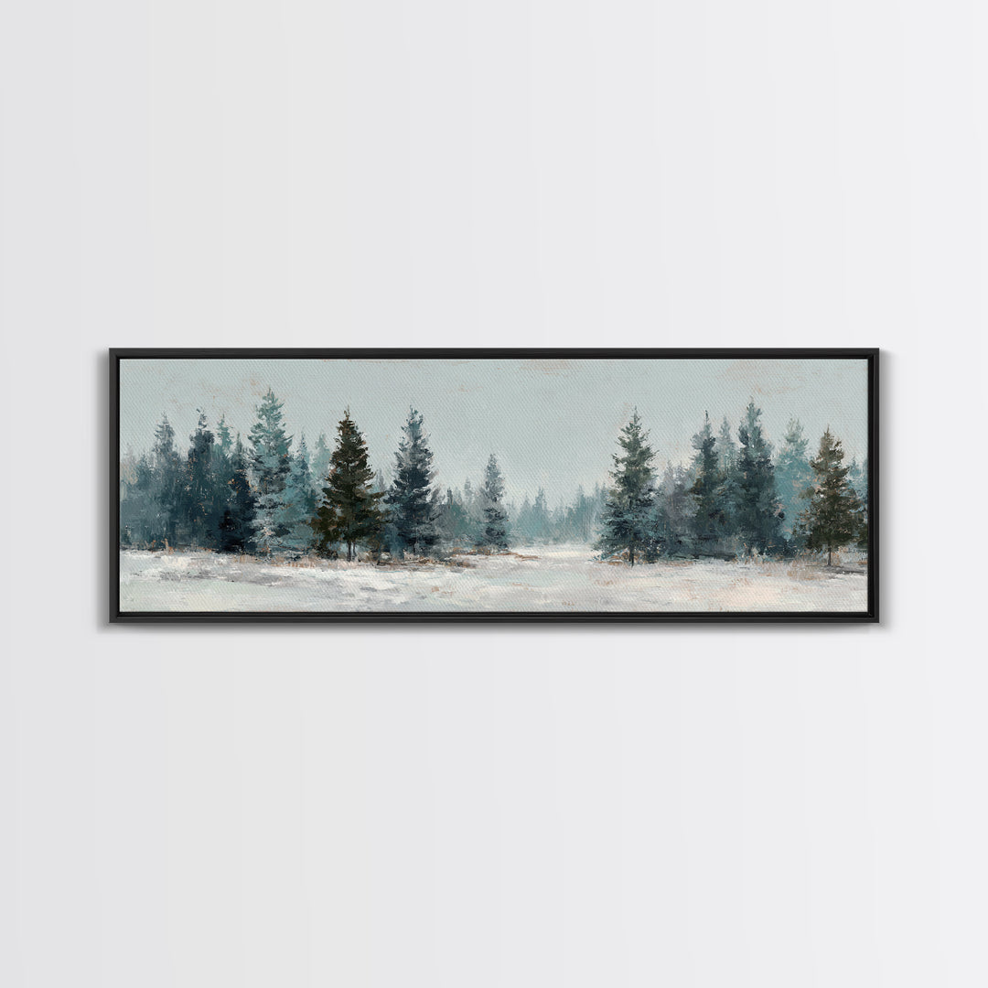 Minimal Scandinavian Forest Framed Canvas Print, Living Room Art, Modern Wall Art, Living Room Decor, Oil Painting, Living, LIR-3x1-77