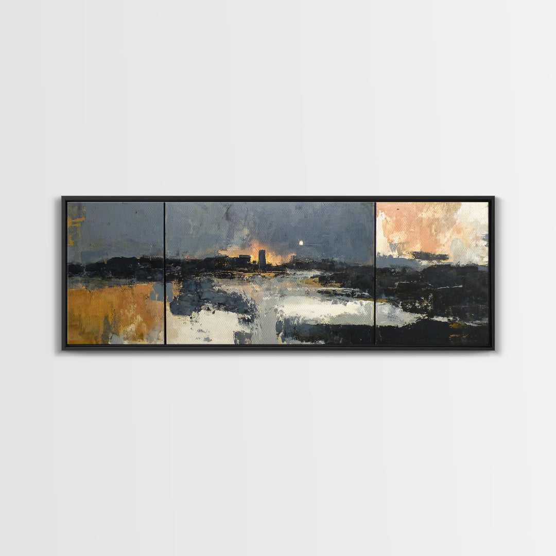 Classic Mountain Panorama for Cozy Interiors Canvas Print, Living Room Art, Painting, Living Room Decor, Fine Art, Living, LIR-3x1-80