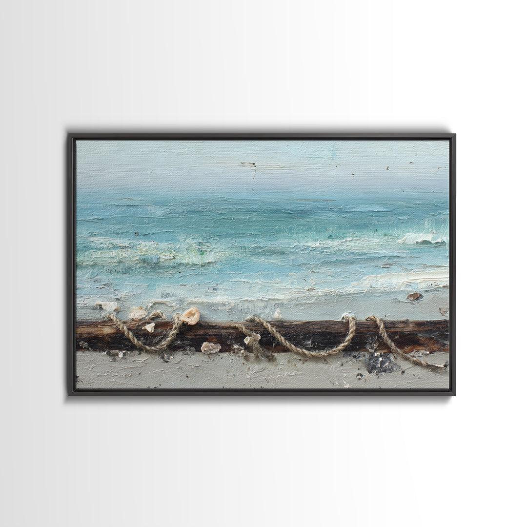 Moody Seascape for Dramatic Focal Point Framed Canvas Print, Living Room Art, Apartment Decor, Living Room Decor, Living, LIR-3x2-10