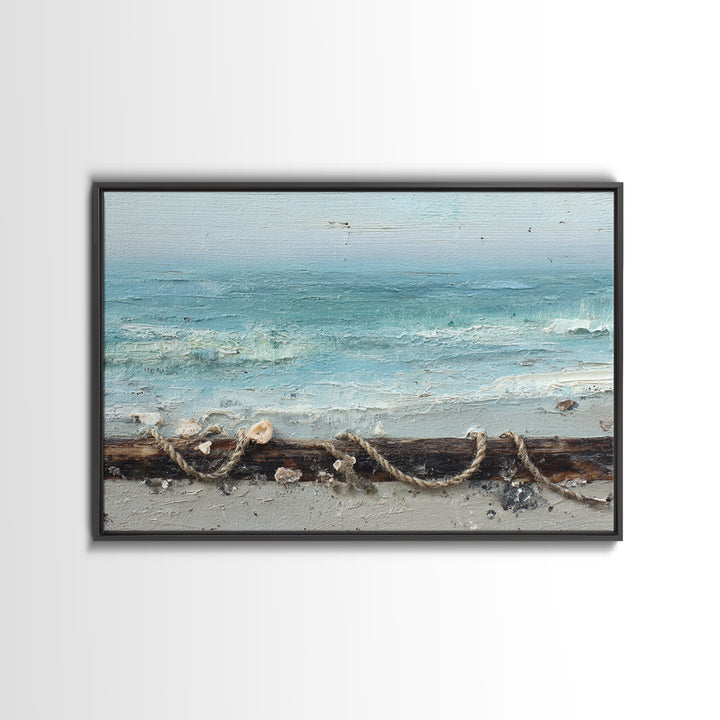 Moody Seascape for Dramatic Focal Point Framed Canvas Print, Living Room Art, Apartment Decor, Living Room Decor, Living, LIR-3x2-10