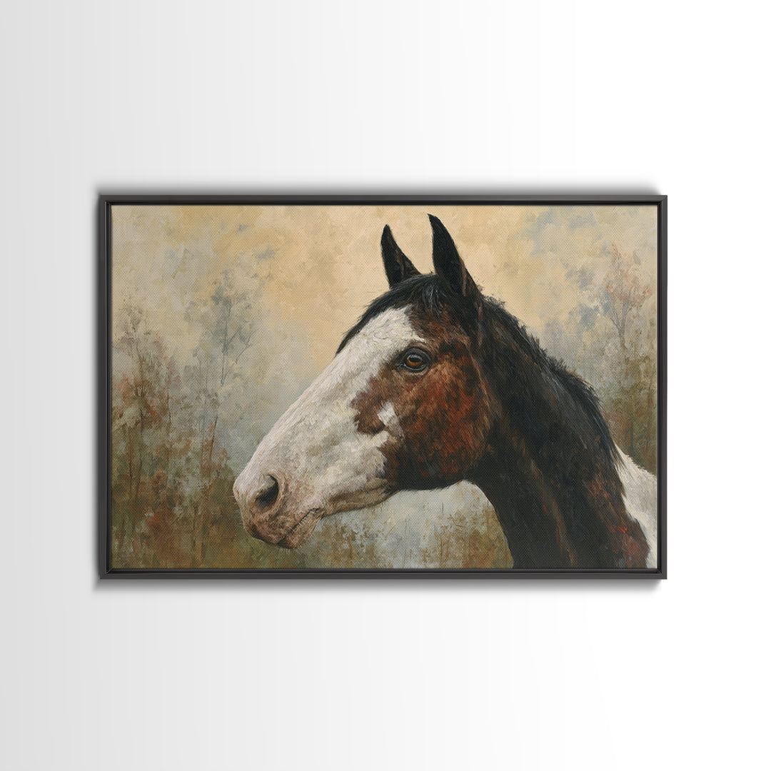 Contemporary Horse Portrait Framed Canvas Print, Living Room Art, Digital Wall Art, Living Room Decor, Fine Art, Living, LIR-3x2-14