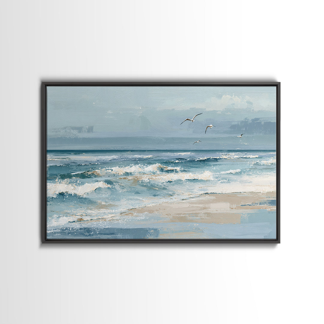 Coastal Aerial Shoreline Framed Canvas Print, Living Room Art, Pet Portraits, Living Room Decor, Living, Neutral Decor, LIR-3x2-15